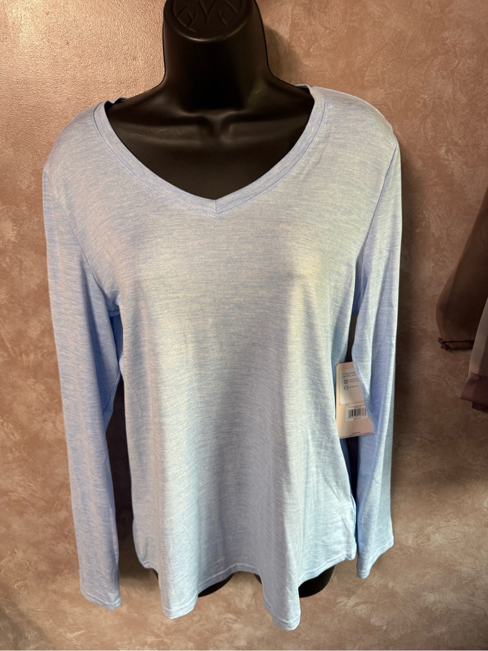 Danskin Light Blue V-Neck Long Sleeve Tee NWT